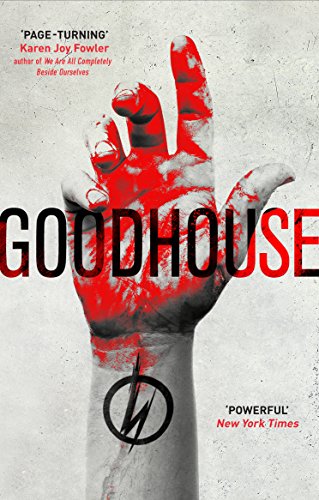 Book cover: "GOODHOUSE" with a red hand and black symbol.
