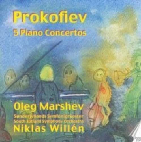 CD cover for Prokofiev’s piano concertos featuring abstract figures and text.