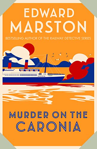Book cover illustration of an ocean liner at sea against an orange sky.