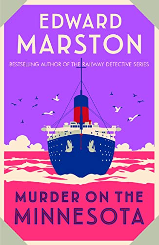 Book cover: stylized ocean liner with birds, purple and red background.