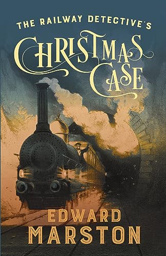 Book cover depicting a vintage steam train and a detective figure.