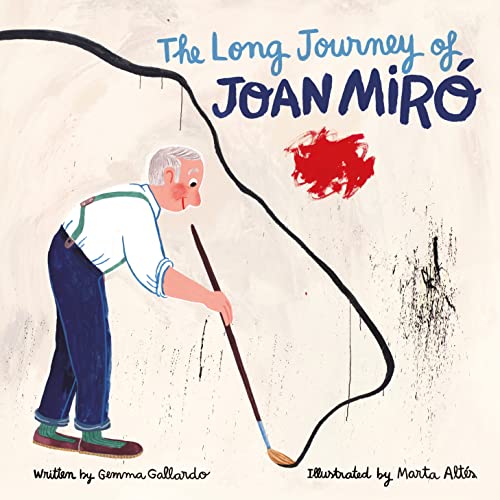 Book cover: illustrated portrait of Joan Miró with a black line.