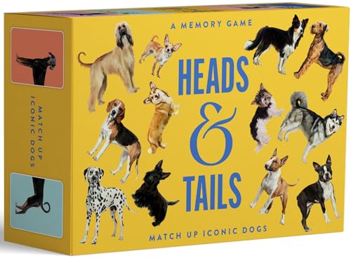 Yellow box displaying illustrations of various dog breeds for a memory game.