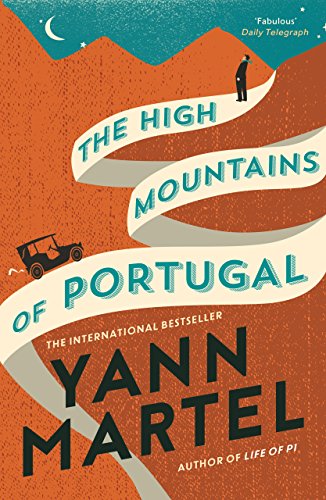 Book cover: orange landscape, winding road, car, and title "The High Mountains of Portugal".