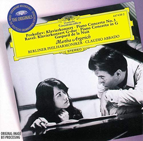 CD cover featuring Martha Argerich and Claudio Abbado with yellow Deutsche Grammophon branding.