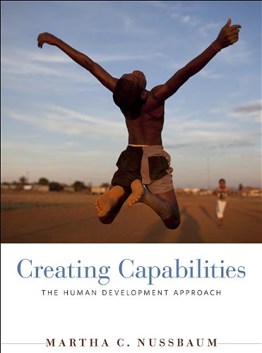 Book cover: jumping child, title “Creating Capabilities” by Martha C. Nussbaum.