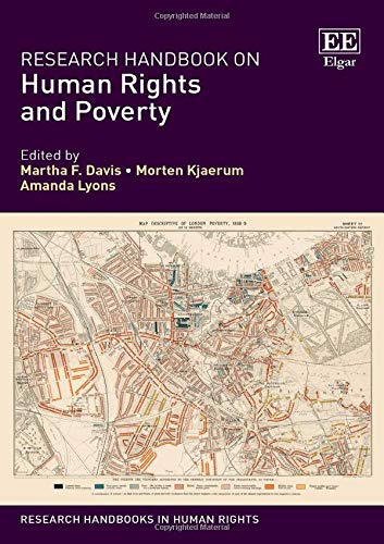 Book cover: “Research Handbook on Human Rights and Poverty” with map illustration.