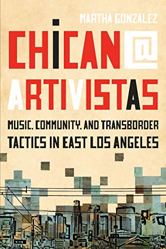 Book cover with bold red and white text: "Chican@ Artivistas" and a city skyline.
