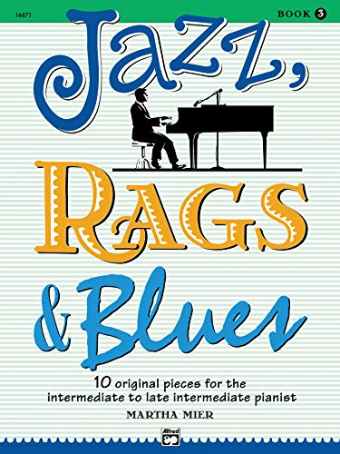 Cover of Jazz, Rags & Blues Book 3 featuring a silhouette of a pianist.