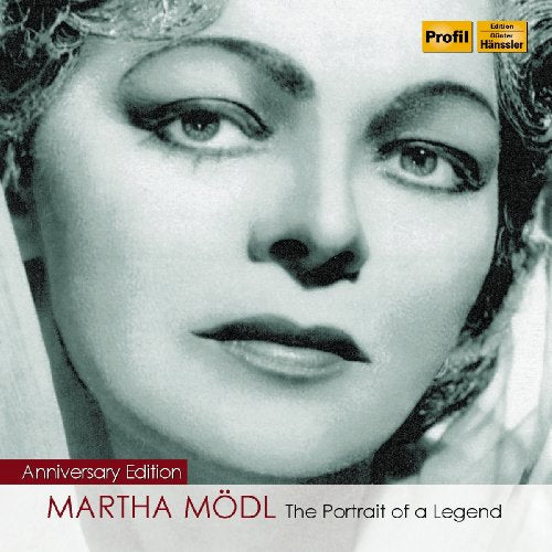 Black and white portrait of opera singer Martha Mödl, looking slightly upward.