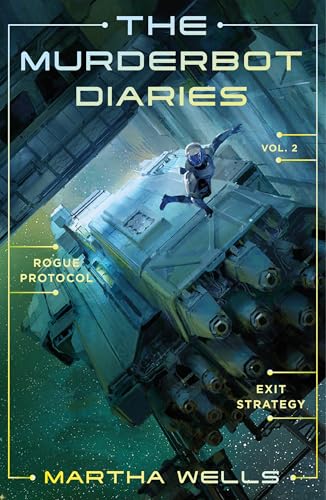 Book cover for The Murderbot Diaries Vol. 2 featuring a figure floating near spacecraft.