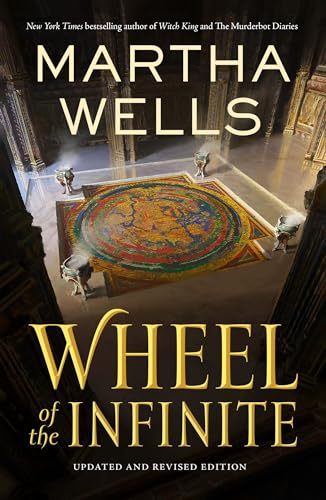 Book cover showing a colorful circular floor design in a dark, pillared stone hall.