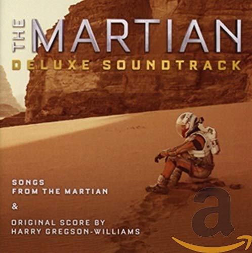 The Martian" soundtrack CD cover with astronaut on a red, rocky landscape.