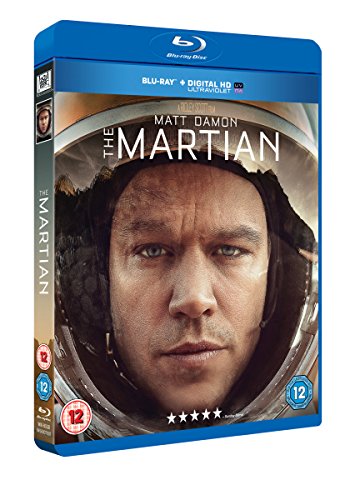 Blu-ray case for The Martian featuring a close-up of Matt Damon in a helmet.