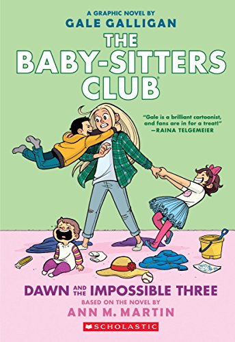 A blonde girl struggles to manage three chaotic children on a graphic novel cover.