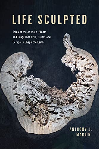 Book cover: "Life Sculpted" featuring a cross-section of wood with boreholes.