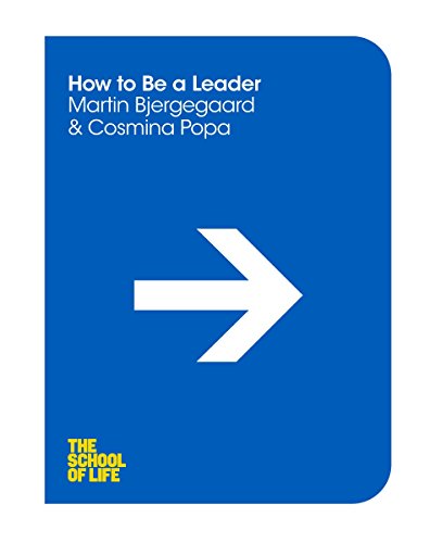 Blue book cover with white arrow, title "How to Be a Leader".