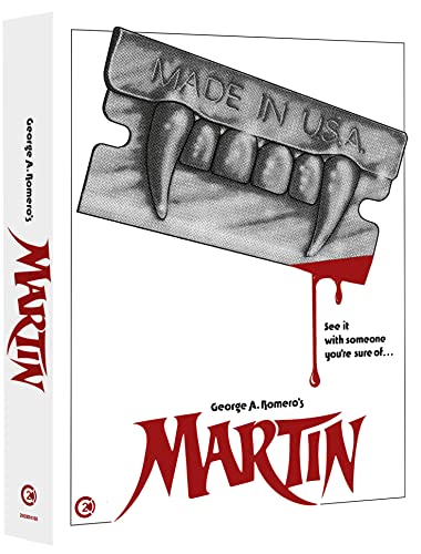 Martin" Blu-ray cover with a stylized drawing of vampire teeth and blood.