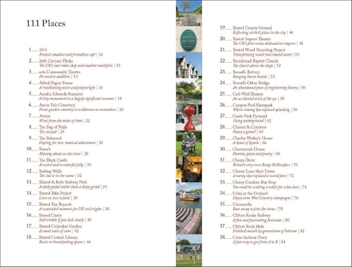 A table of contents page from a Bristol guidebook featuring numbered lists and photos.