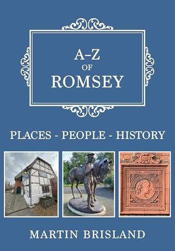 Book cover: “A-Z of Romsey” with images of local buildings and statues.