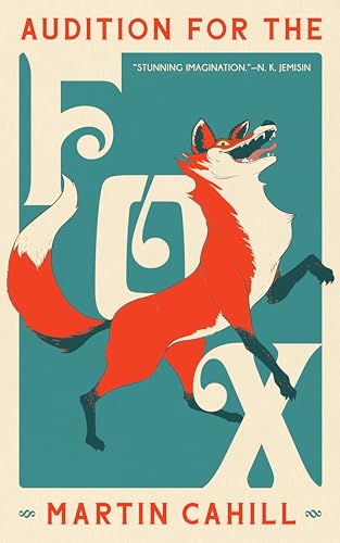 Book cover featuring a stylized red fox against a teal background and large letters.