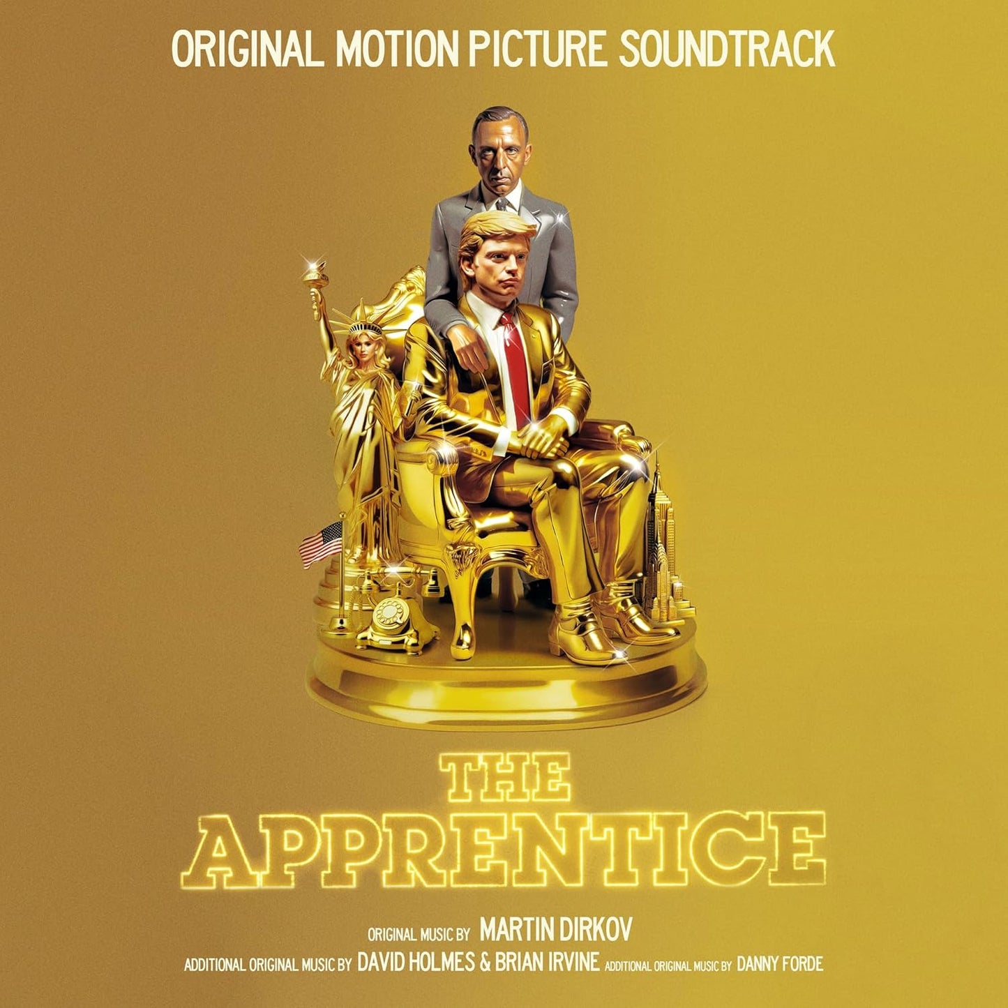 Vinyl cover art featuring figures of Donald Trump and Roy Cohn on a gold pedestal.