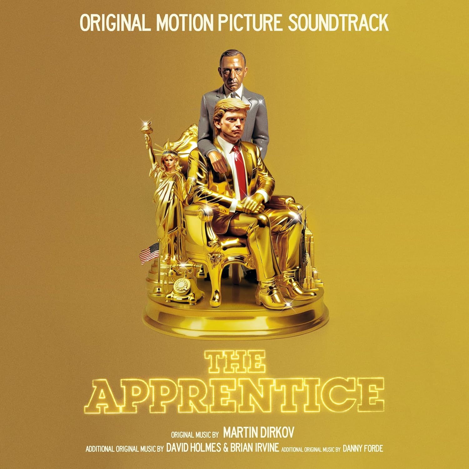 Vinyl cover art featuring figures of Donald Trump and Roy Cohn on a gold pedestal.