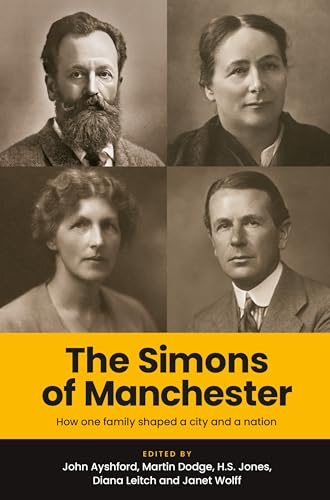 Book cover featuring four vintage portraits of family members, "The Simons of Manchester.