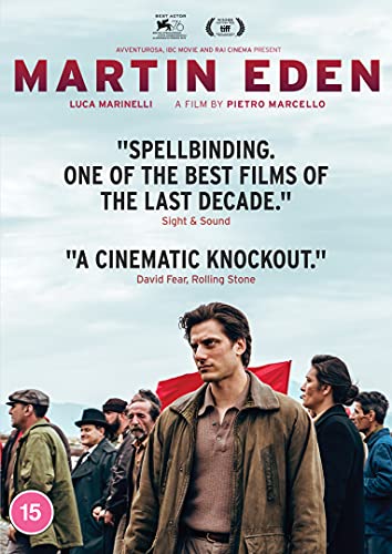 DVD cover for "Martin Eden" featuring a man in a brown coat and crowd.