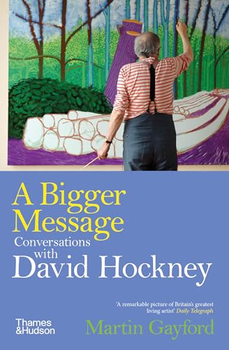 Book cover featuring artist David Hockney painting in a vibrant landscape.