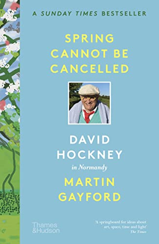 Book cover with light blue background, title text, and a photo of David Hockney.