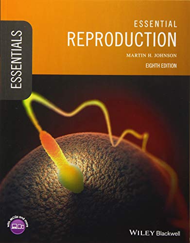Textbook cover: "Essential Reproduction" with sperm and egg illustration.