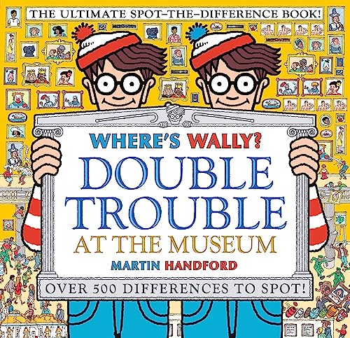Book cover: two Wallys with striped shirts and hats, museum background.