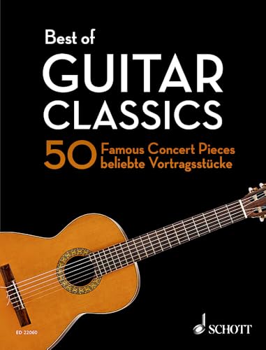 Sheet music book cover with guitar image and white text.