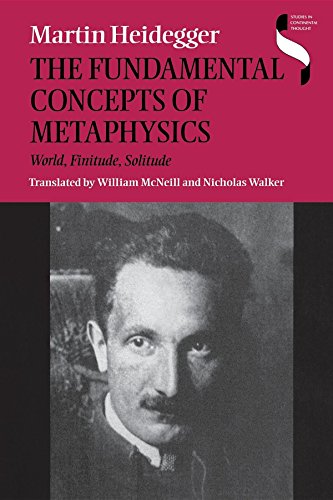Book cover: “The Fundamental Concepts of Metaphysics” with portrait of Heidegger.