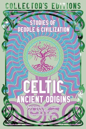 Book cover titled Celtic Ancient Origins featuring a tree illustration and swirling purple patterns.