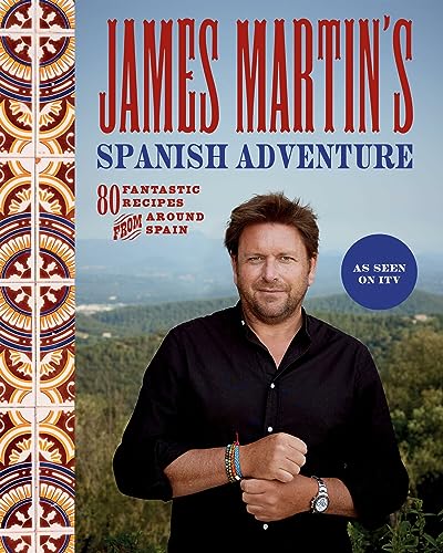 Cookbook cover featuring chef James Martin and Spanish tilework.