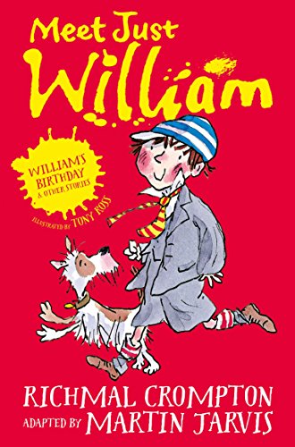 Book cover featuring a cartoon boy and his dog on a bright red background.
