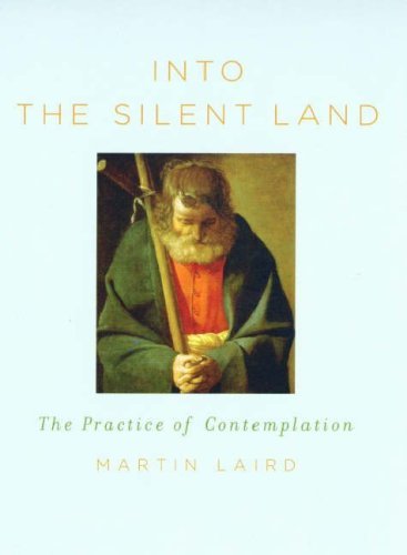 Book cover: painting of a bearded man with a staff, titled “Into the Silent Land.”