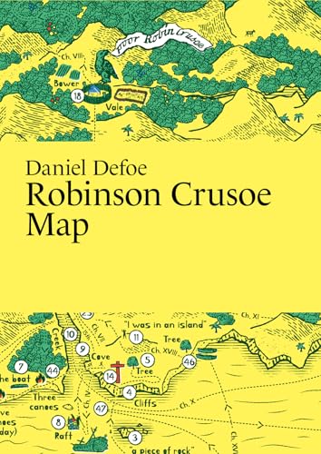 Yellow book cover with green illustrated map and Daniel Defoe title text.