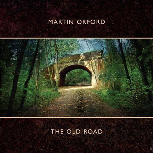 "Album cover with a forest path leading to an arched stone bridge."