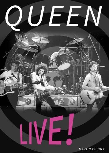 Black and white photo of Queen performing live on stage.