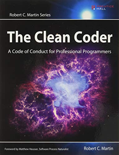 Book cover for The Clean Coder featuring a purple and blue space nebula background.