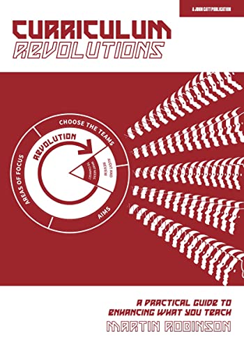 Red book cover with white text: "Curriculum Revolutions," a teaching guide.
