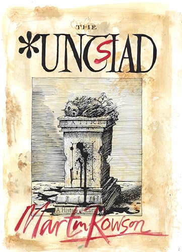 Book cover featuring a drawing of a creature on a pedestal with stained paper.