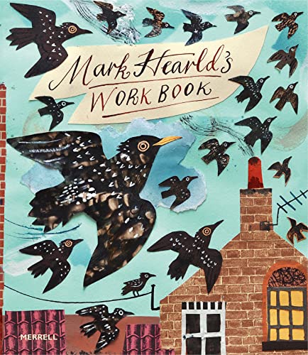 Book cover illustration of many black birds flying over a brick house.