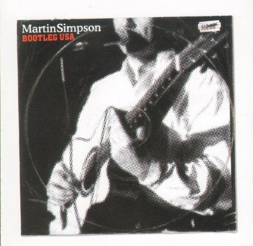 "Album cover with black and white image of man playing guitar."