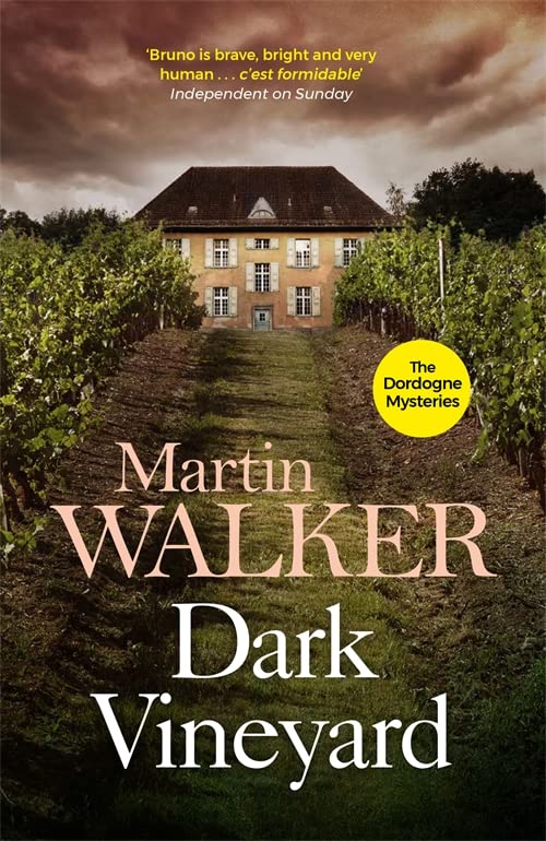 Book cover showing a house at the end of a vineyard path under clouds.