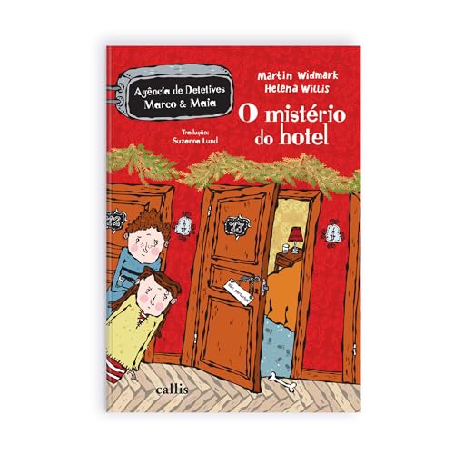 Book cover: children peeking into a hotel room with an open door.