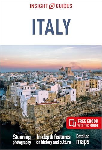 Insight Guides Italy travel book cover with a coastal town image.